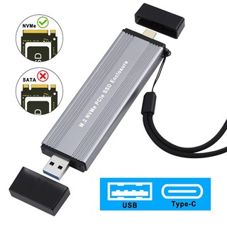 Hộp đựng ssd m.2 nvme vỏ ngoài usb3.1 type-a + usb 3.2 gen 2 loại c 10g m2 m-key nvme sang hộp chuyển đổi usb jms583 dây đeo chip