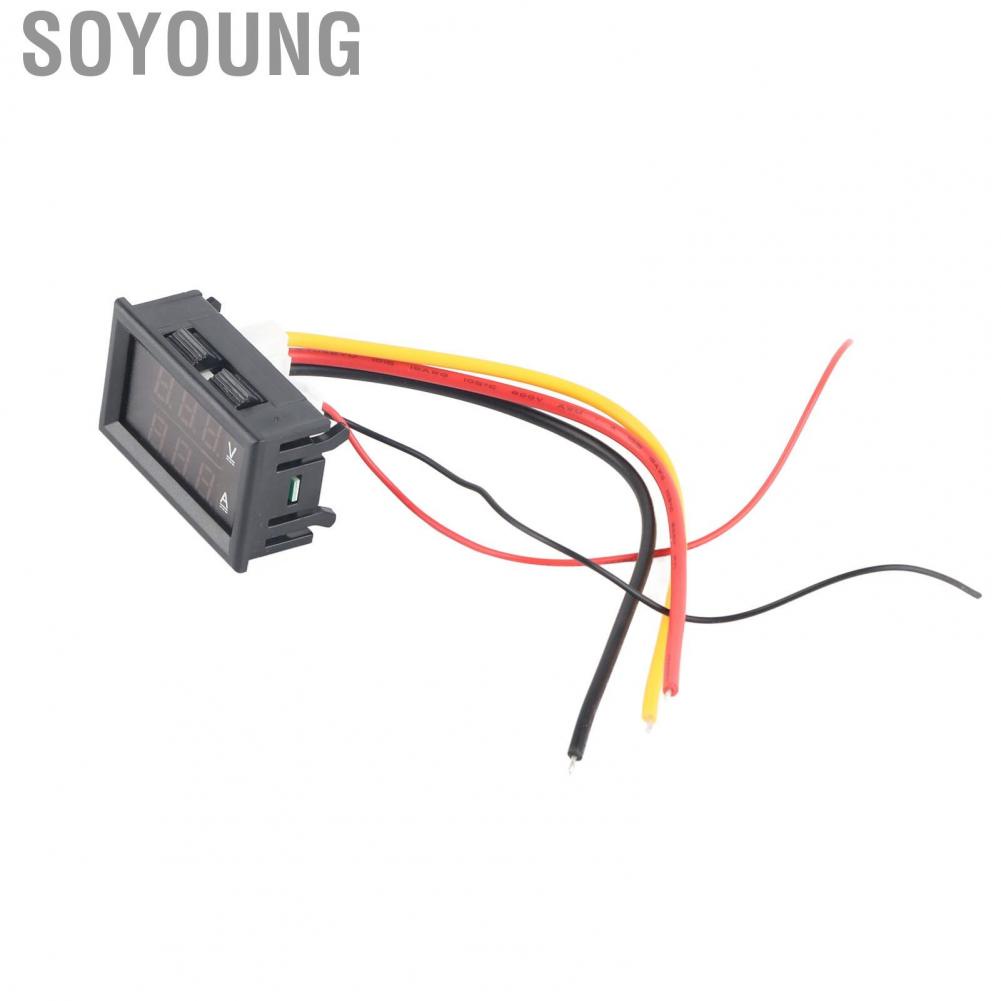 Soyoung Digital Voltage Ammeter Volt Amp Meter DC 0‑300V Range Dual Display  Interference for Vehicle