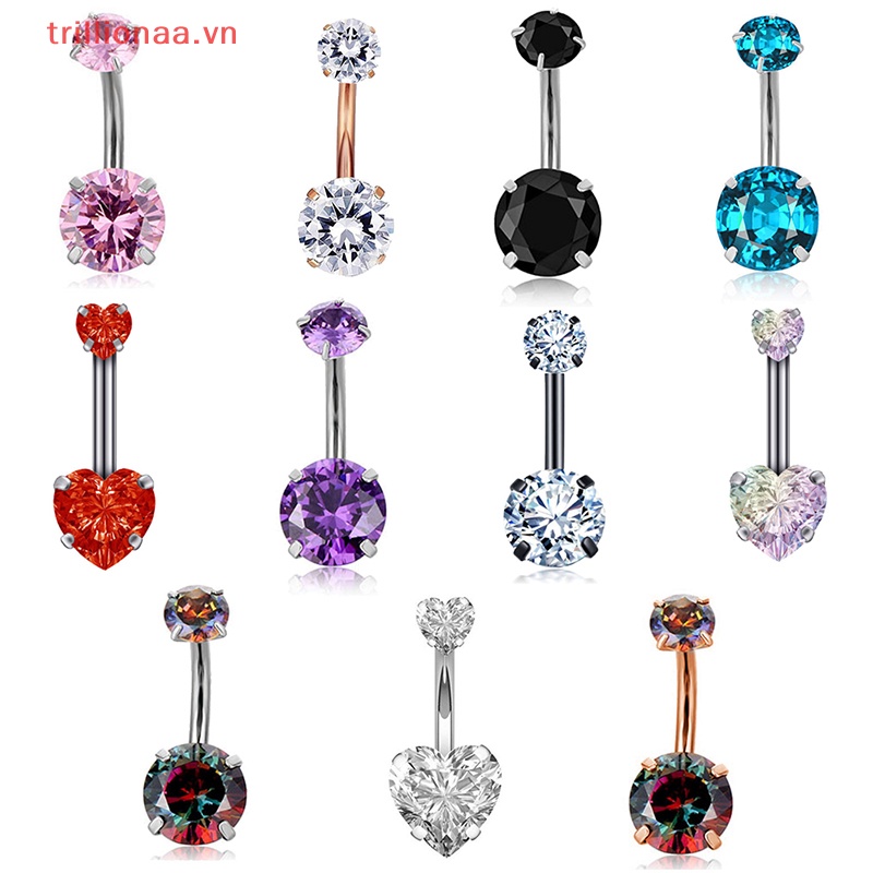 1 Khuyên Rốn Hình Trái Tim Bằng Thép Không Gỉ