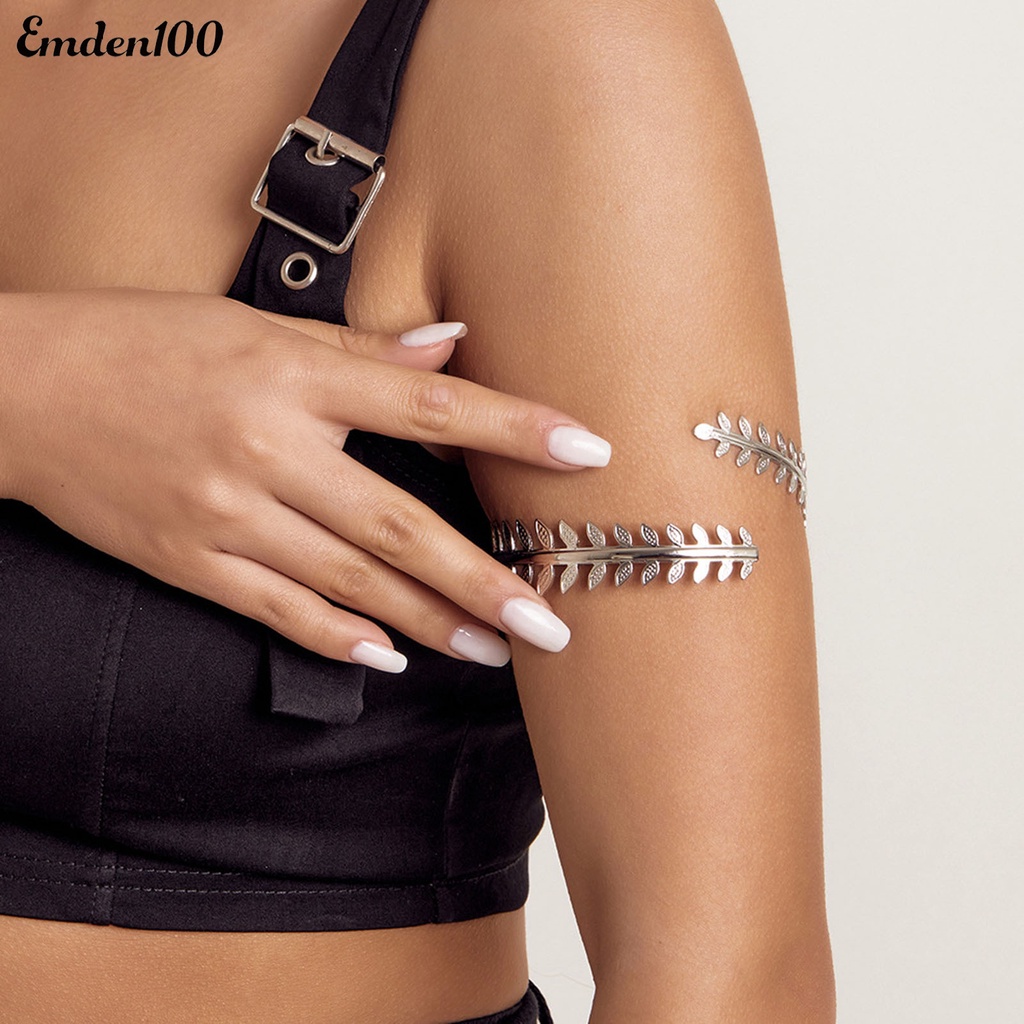 Vòng Đeo Cánh Tay Dạng Mở Mạ Điện Họa Tiết Lông Vũ Kim Loại Phong Cách Punk Cổ Điển Thích Hợp Làm Quà Tặng Cho Nữ