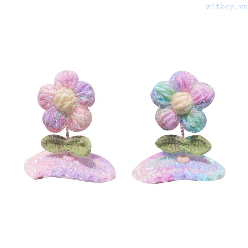 Kẹp Tóc Đan Len Hình Bông Hoa Xinh Xắn Cho Bé Gái