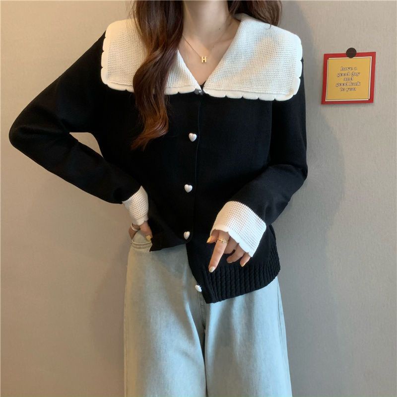 Áo Khoác Cardigan Dệt Kim Cổ Búp Bê Thiết Kế Mới Thời Trang Dành Cho Nữ