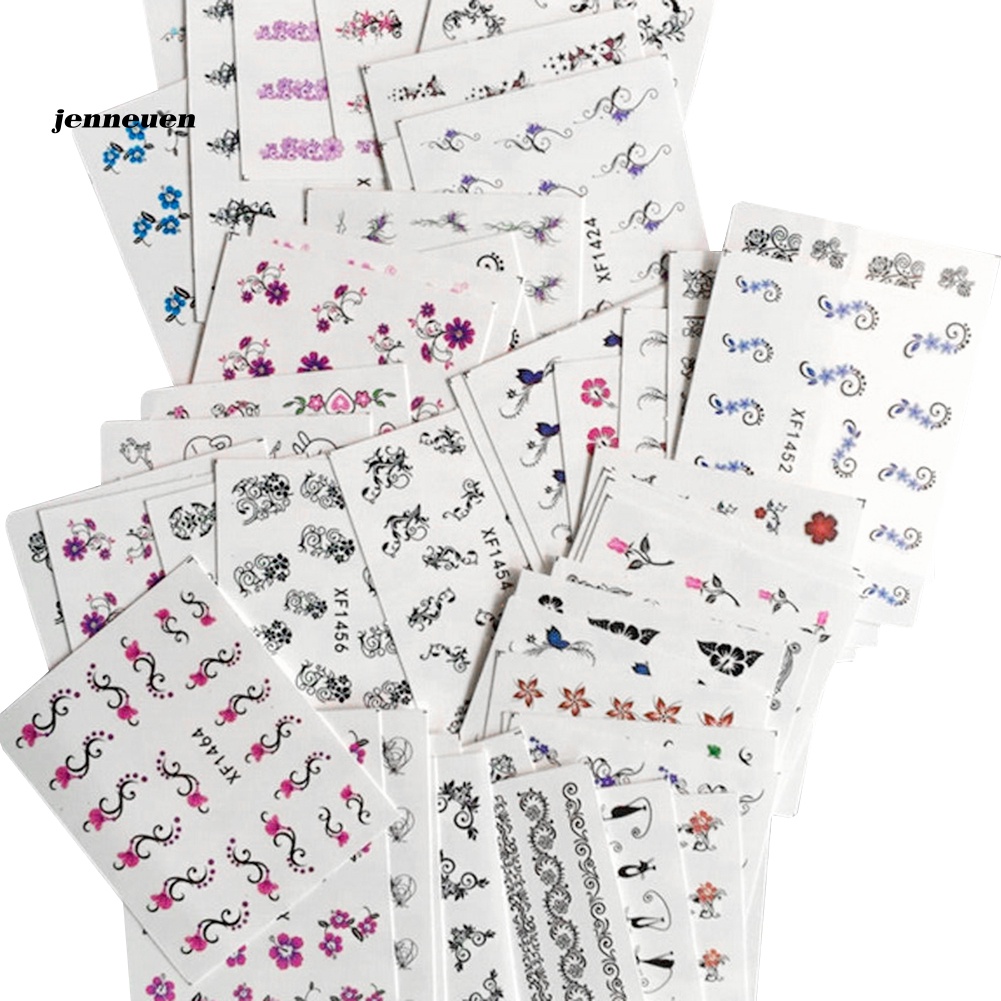 Bộ 50 Miếng Dán Trang Trí Móng Tay Nghệ Thuật Chuyển Nước DIY
