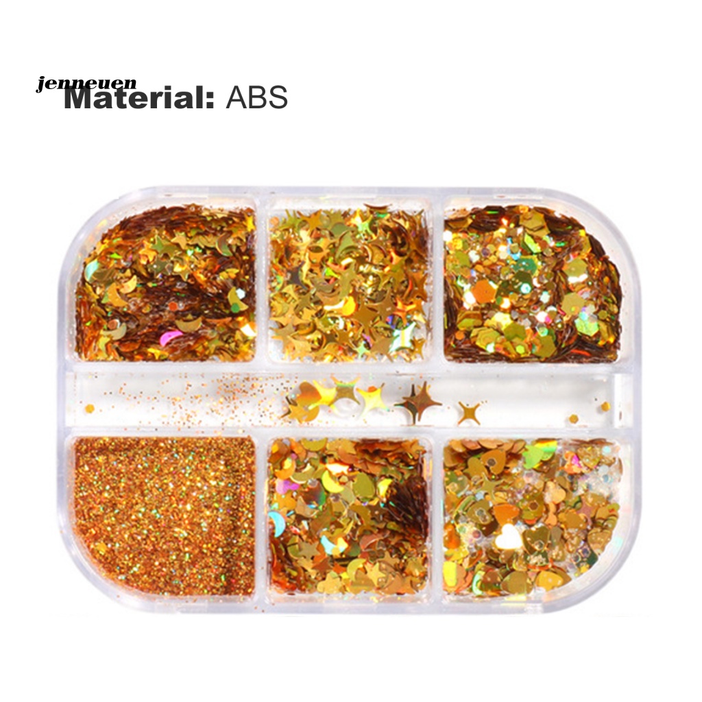 Hộp 6 Ngăn Đựng Bột Nhúng Trang Trí Móng Tay Cho Nữ