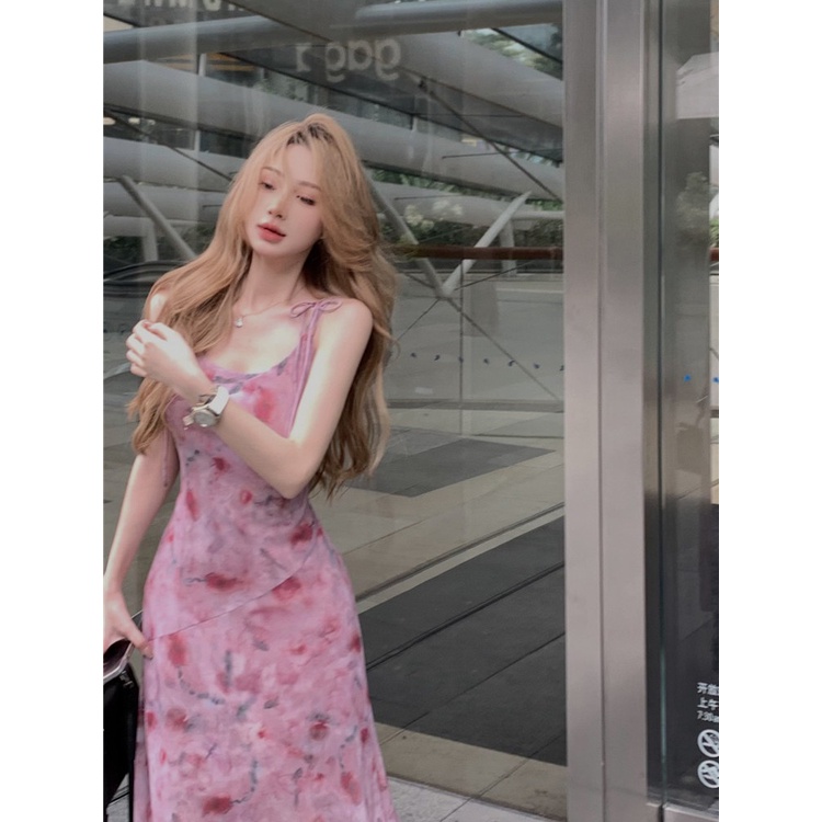 Đầm maxi Hai Dây Ôm Dáng In Họa Tiết Hoa Phong Cách Hàn Quốc