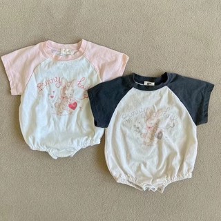 Trẻ sơ sinh áo liền quần cho bé 2 màu sắc thỏ dễ thương body hoạt hình cotton ngắn tay áo liền quần bé gái bé trai quần áo 0-24 tháng
