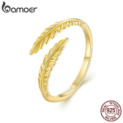Bamoer Nhẫn BạC 925 Hình Chiếc Lá Thời Trang Cho Nữ BSR485