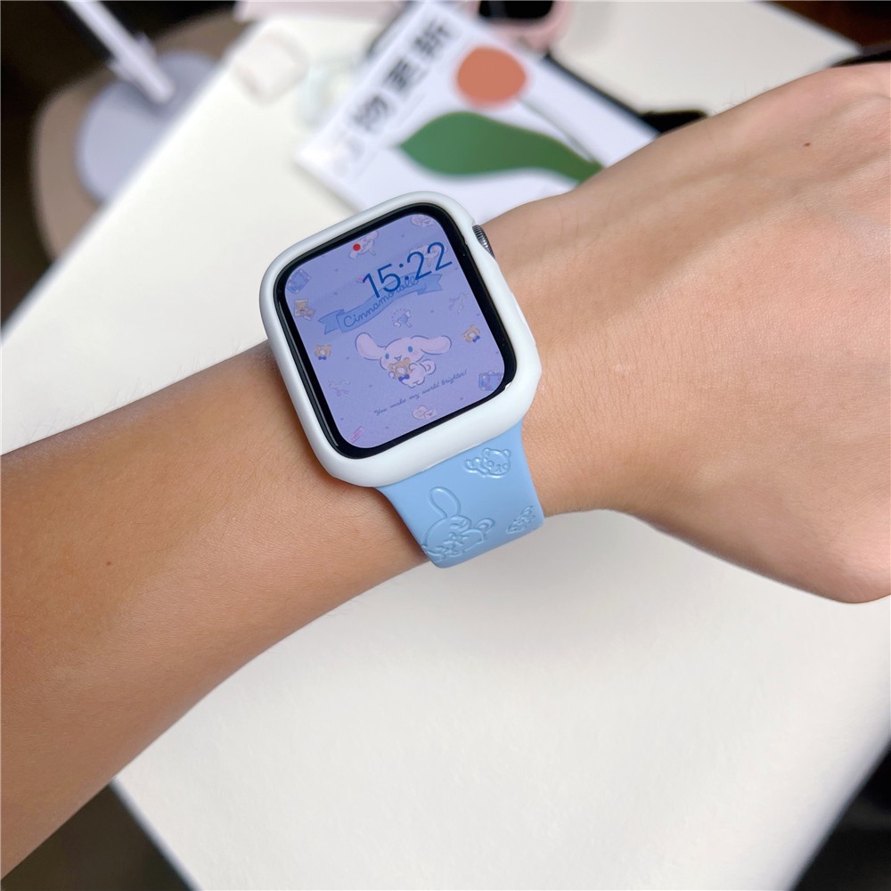 Dây Đồng Hồ Đeo Tay Họa Tiết Cinnamoroll Hoạt Hình 3D Cho Ultra 49mm S8 Series 8 7 SE 6 5 4 3 2 1