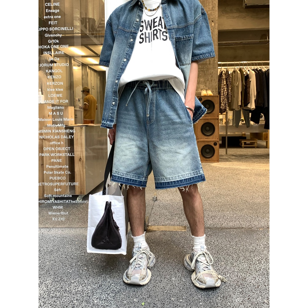 Áo Khoác Denim Tay Ngắn Phong Cách Retro Mỹ Thời Trang Mùa Hè Mới