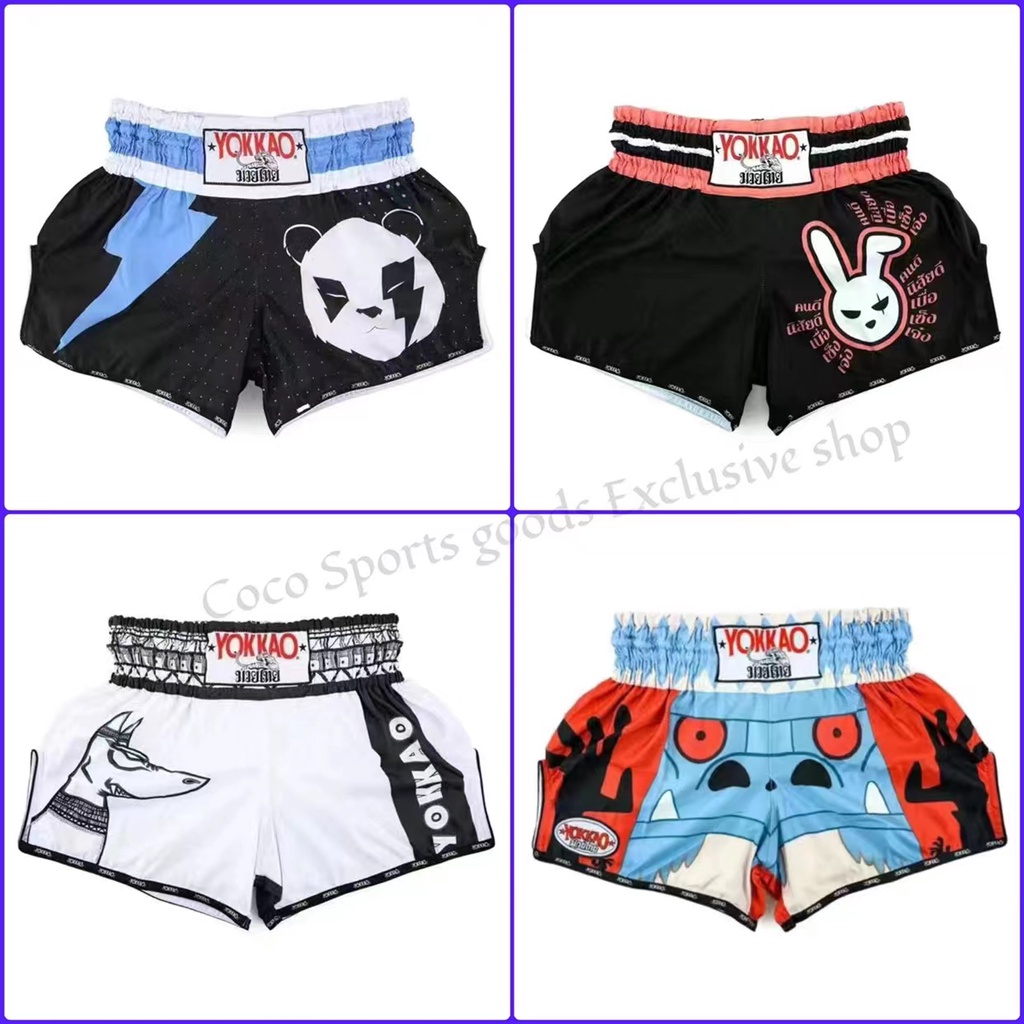 [Yokkao] New Muay Thai Shorts Fighting Muay Thai Boxing Clothes Men's and Women's Same Beach Pants A