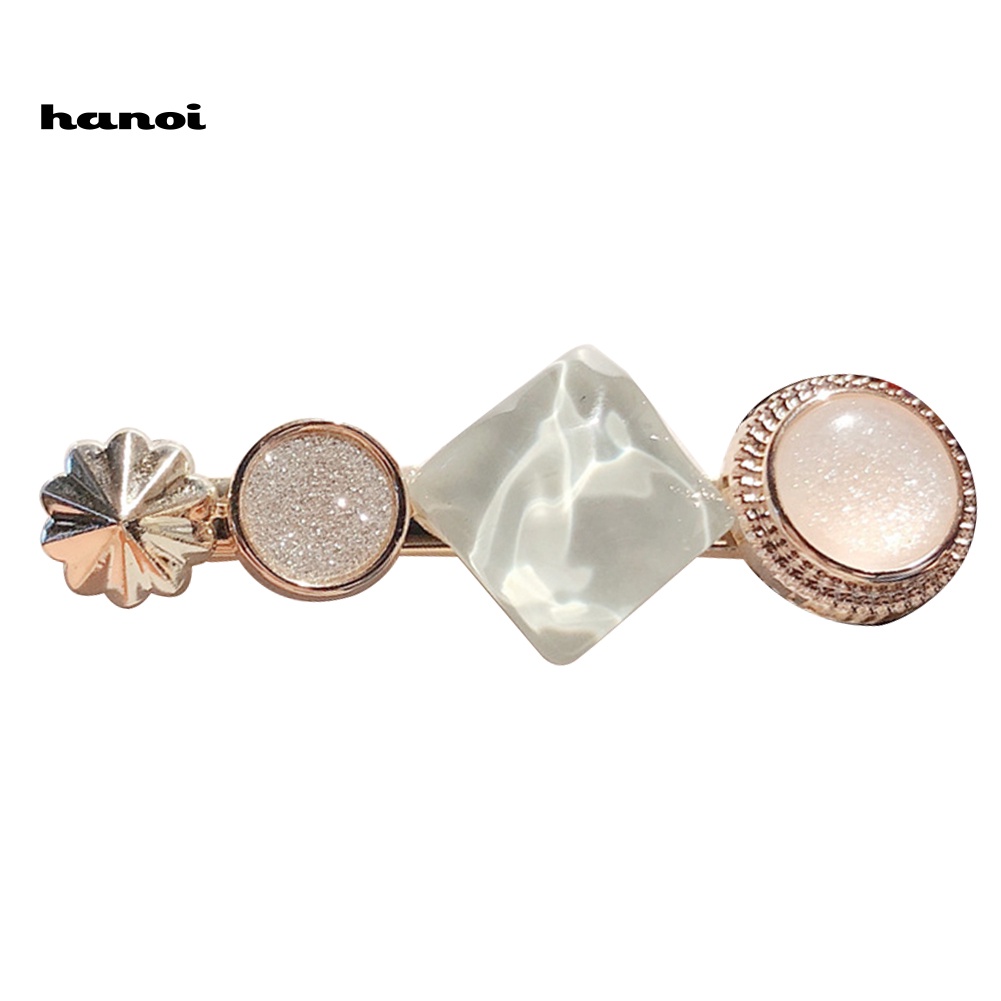 Kẹp Tóc Kim Loại Hình Vuông Đính Đá Thời Trang Cho Nữ