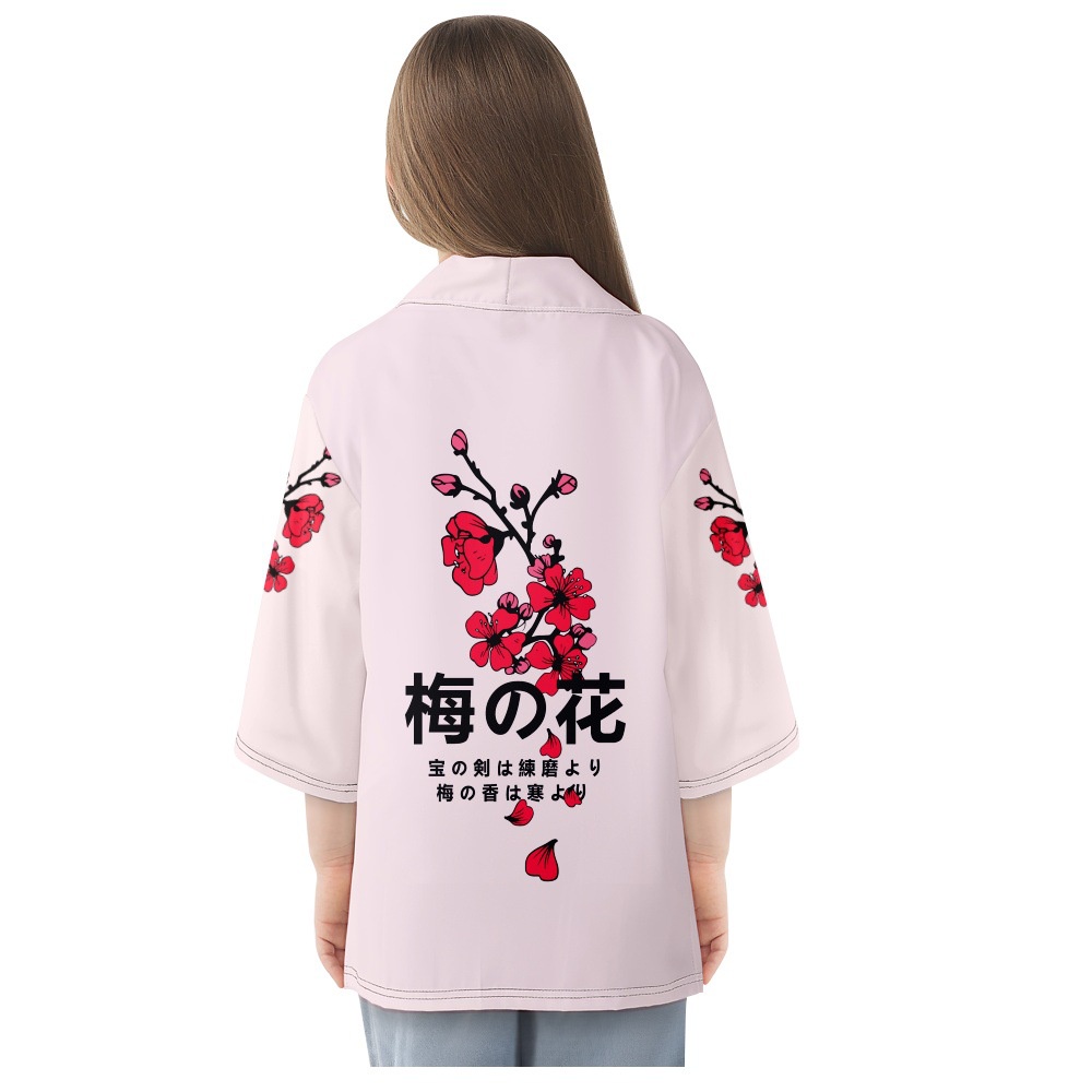 Áo Khoác Kimono In Họa Tiết Hoa Mận Phong Cách Nhật Bản Thời Trang Đi Biển Cho Nam Và Nữ