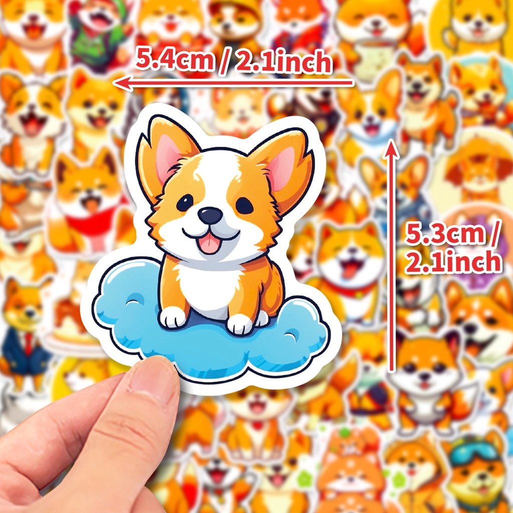Bộ 50 Miếng Dán Hình Chú Chó Shiba Inu Graffiti Dễ Thương Dùng Trang Trí Vali / Laptop / Điện Thoại / Sổ Tay