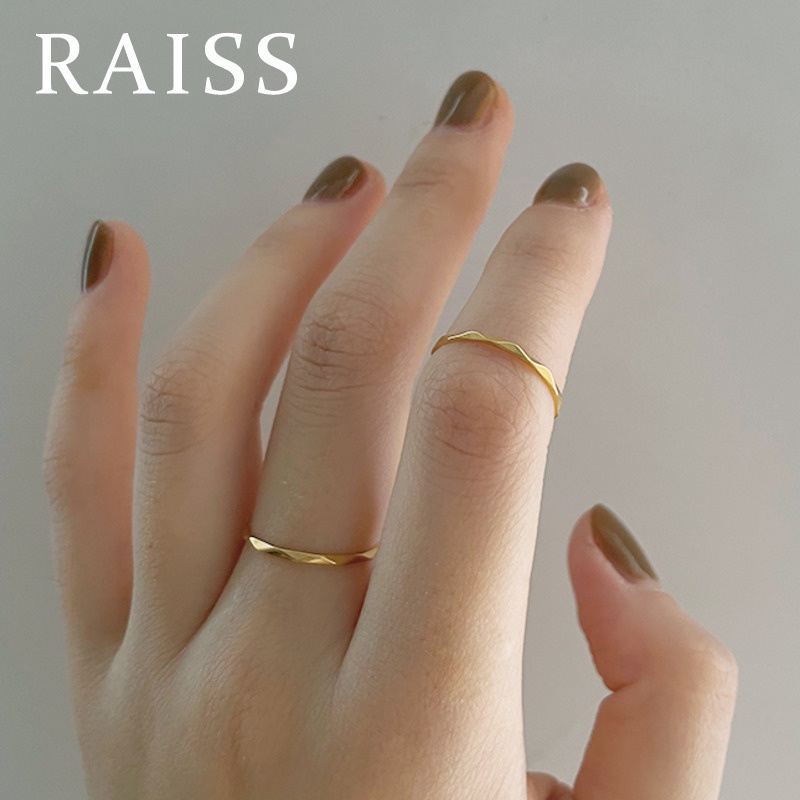 Nhẫn Titan Mỏng Họa Tiết Kim Cương Gợn Sóng Thời Trang Không Phai Màu