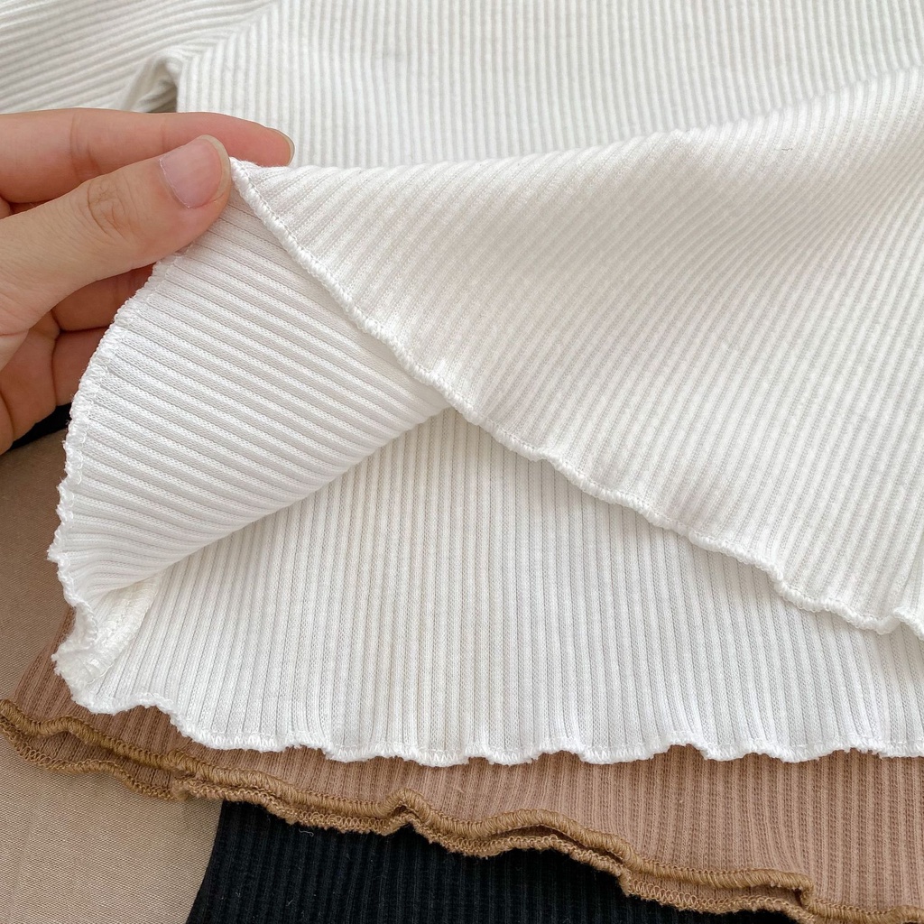 Áo Thun Tay Dài Cổ Cao Màu Trơn Thời Trang Mùa Thu Cho Bé Gái 1 Tuổi