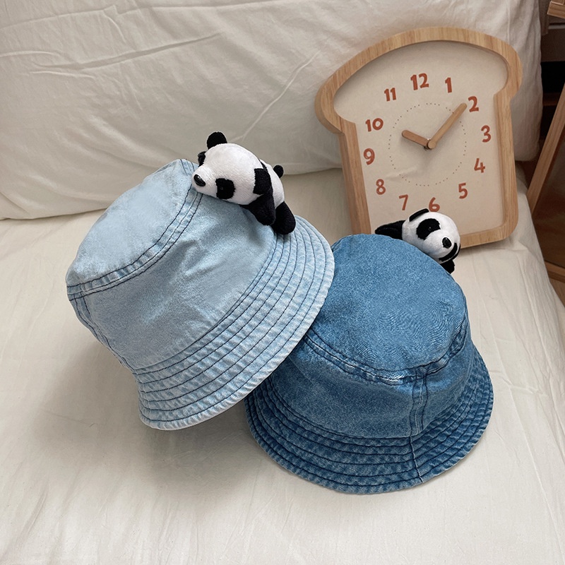 Nón Bucket Denim Hình Gấu Trúc 3D Dễ Thương Cho Bé