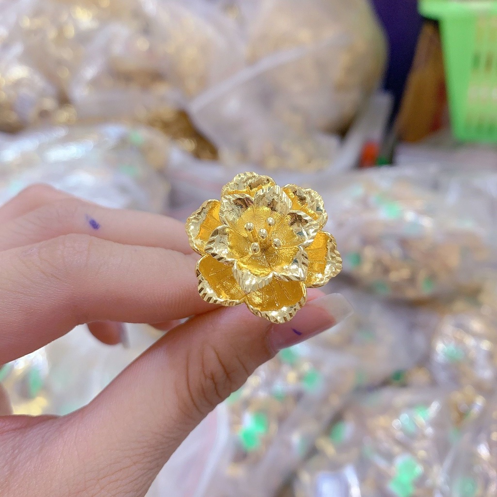 nhẫn VÀNG 24K HOA MAI CHẠM VIỀN -N207236 JURI SHOP không đen không dị ứng|Shop hỗ trợ đổi trả nếu không vừa