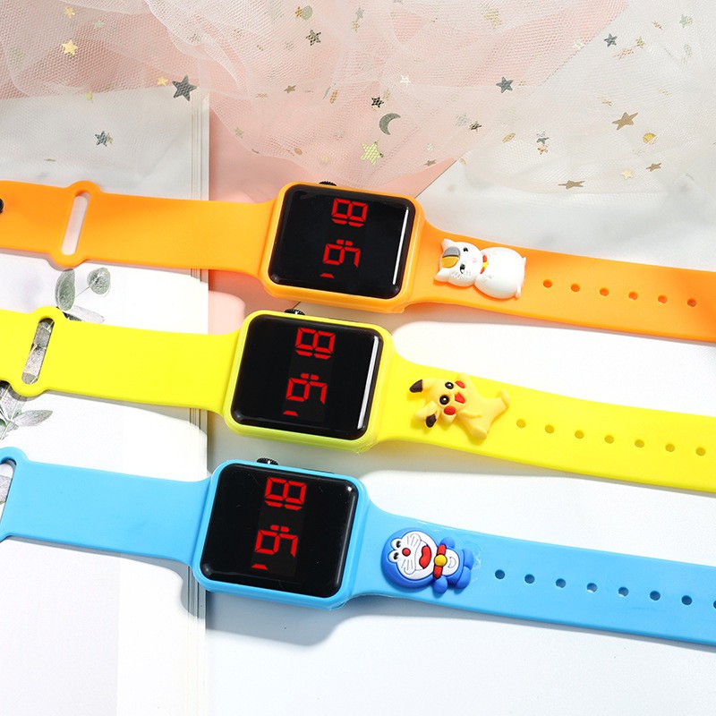 Mới Đồng Hồ Đeo Tay Điện Tử Đèn led Hình Vuông Họa Tiết Hoạt Hình Dễ Thương Cho Bé