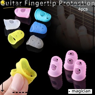 Set 4 Miếng Silicon Bọc Bảo Vệ Ngón Tay Chơi Đàn Guitar XS/S/M/L/XL 6 Màu Sắc