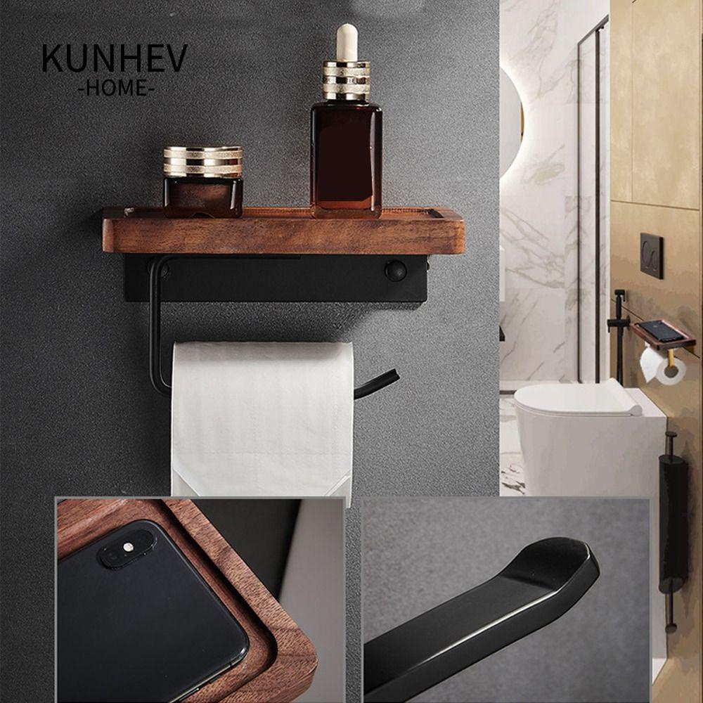 Giá Treo Khăn Giấy Bằng Gỗ Màu Đen Tiện Dụng Cho Nhà Bếp / Phòng Tắm