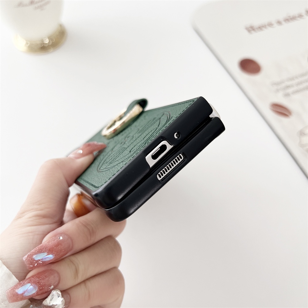 Ốp Điện Thoại Da PU Chống Sốc Có Vòng Đỡ Hình Mèo Cho Samsung Galaxy Z Fold 5 4 3 Z Fold5 Z Fold4 5G