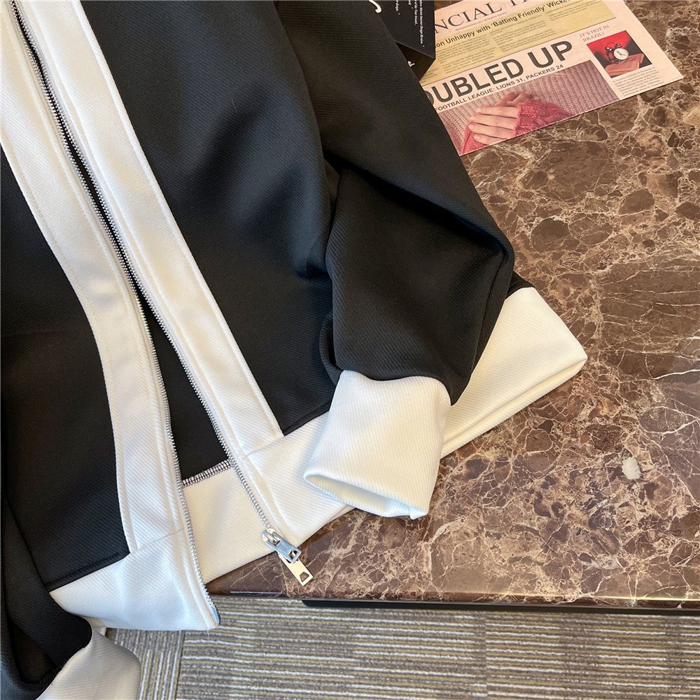 Áo Khoác Tay Dài Dáng Rộng Màu Sắc Tương Phản Phong Cách Nhật Bản Cho Nam Giới