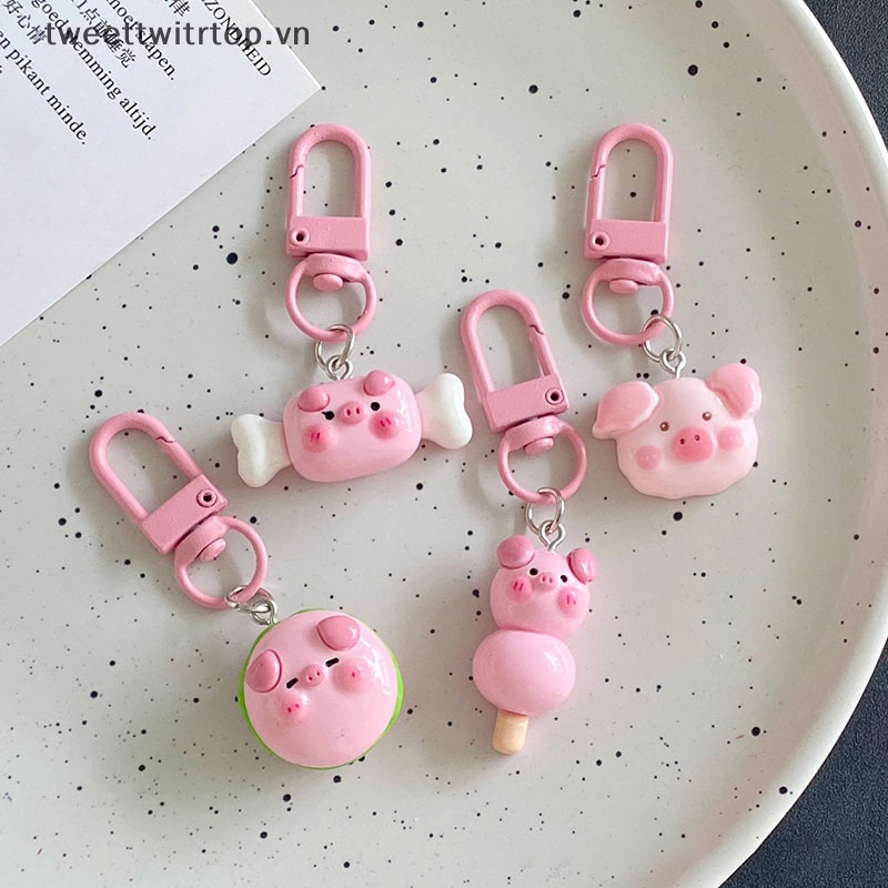 Móc Khóa Hình Heo Hồng Ba Chiều Dễ Thương