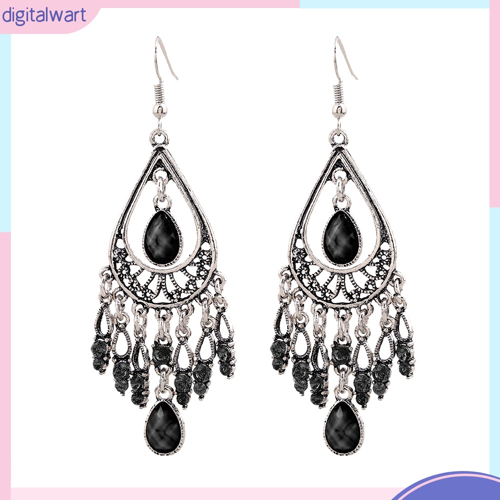 Đôi Bông Tai Dáng Dài Đính Đá Phong Cách Boho Thời Trang Cho Nữ