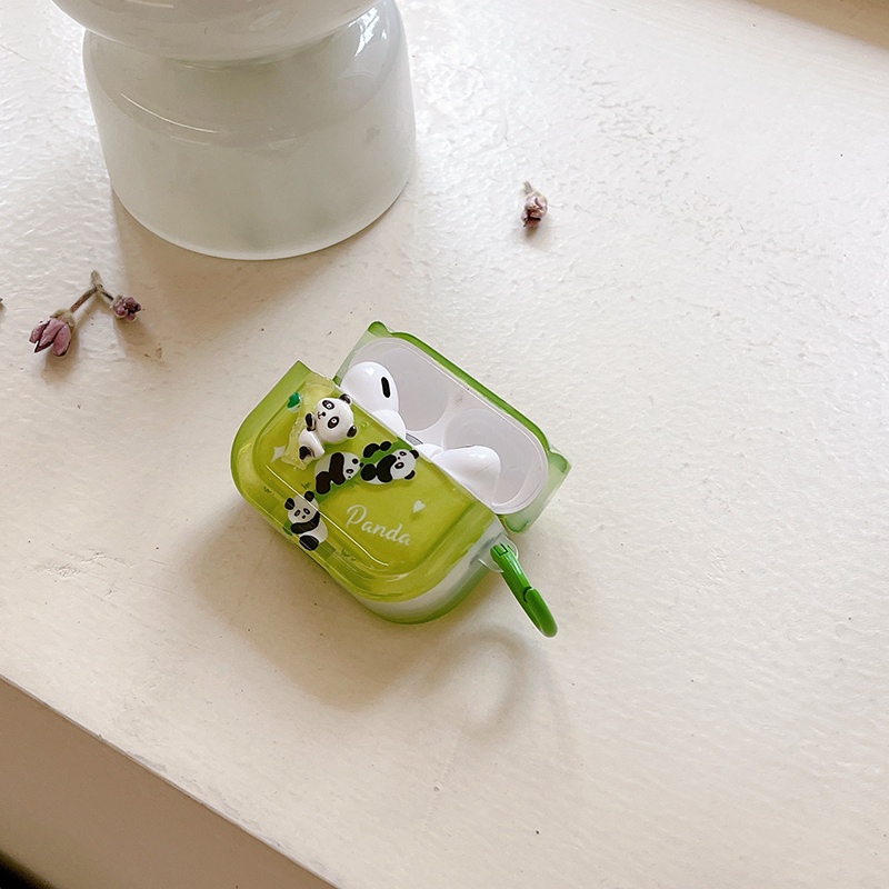 Vỏ Bảo Vệ Hộp Sạc Tai nghe không dây Airpods Pro2 3 2 1 3 2021 Bằng Tre Hình Gấu Trúc Dễ Thương