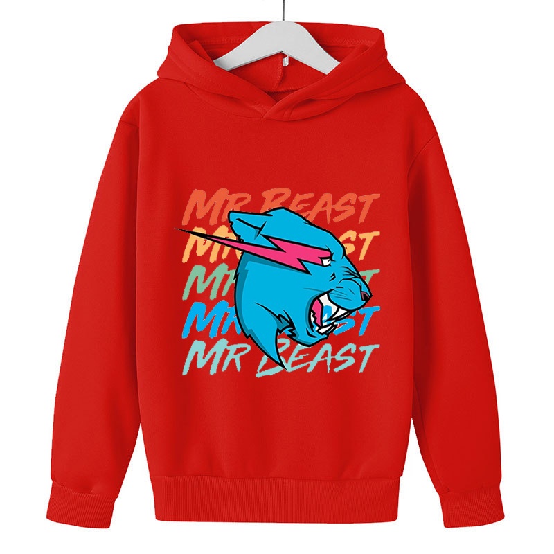 Áo Hoodie Tay Dài In Hình Mr Beast Dễ Thương Cho Bé 3-15 Tuổi