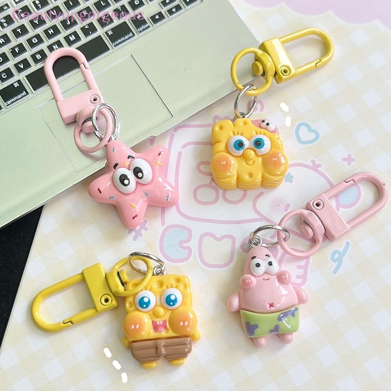 Móc Khóa Hình spongebob / Sao Biển / Ngôi Sao Hoạt Hình Dễ Thương Sáng Tạo Trang Trí Ba Lô  Làm Quà Tặng Cho Bạn Gái