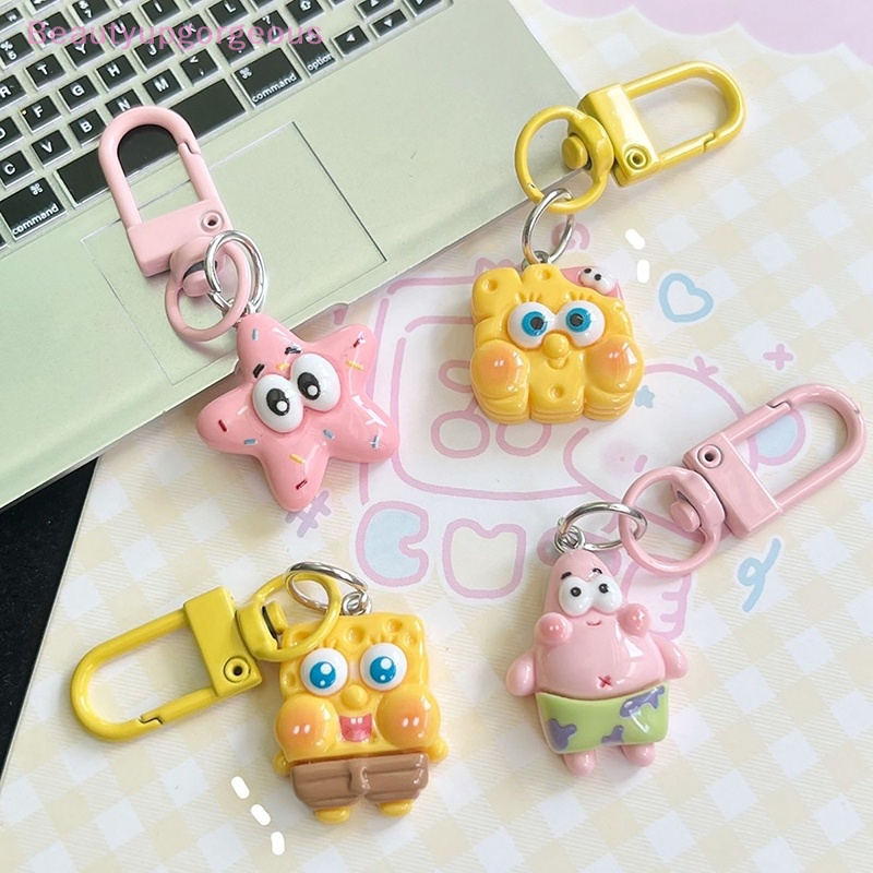 Móc Khóa Hình spongebob / Sao Biển / Ngôi Sao Hoạt Hình Dễ Thương Sáng Tạo Trang Trí Ba Lô [Nhà Sản Xuất] Làm Quà Tặng Cho Bạn Gái