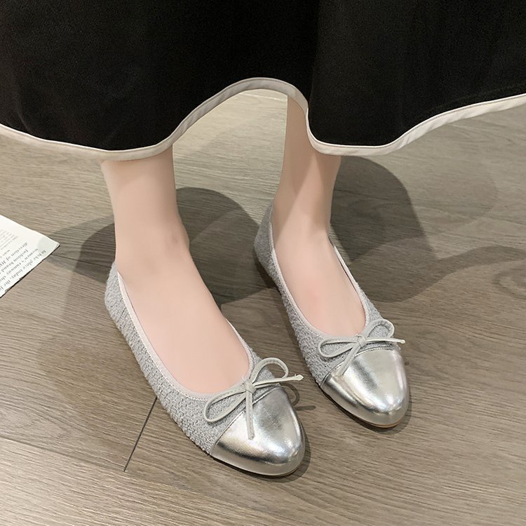 Giày Búp Bê Đế Bằng Mũi Tròn Đính Nơ Phong Cách Hàn Quốc Thời Trang Mùa Hè Hàng Mới 2023