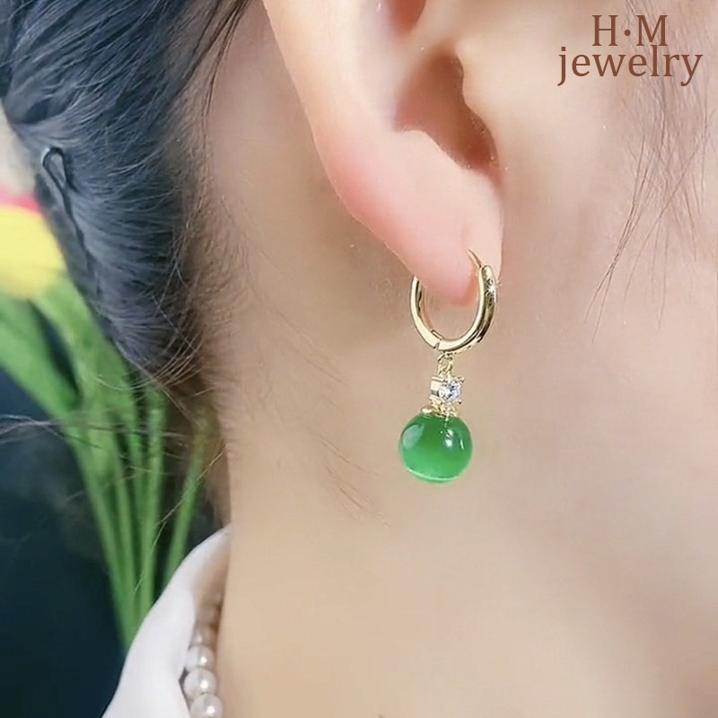 Khuyên Tai Dạng Kẹp Đính Hạt Thủy Tinh Tròn Mới Năm 2023