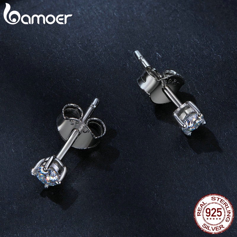 Bamoer Bông Tai Bạc 925 vvs1 d Màu 0.1ct Chính Hãng 100%