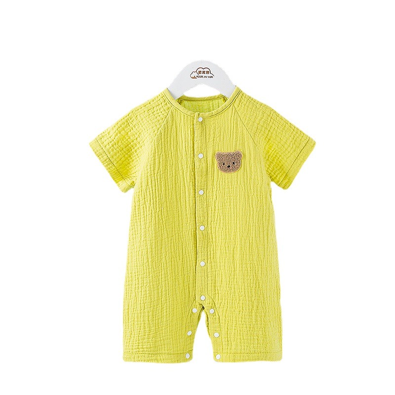 Áo Liền Quần Bằng cotton Mỏng Tay Ngắn In Họa Tiết Gấu Hoạt Hình Dễ Thương Thời Trang Mùa Hè 2023 Dành Cho Bé Trai