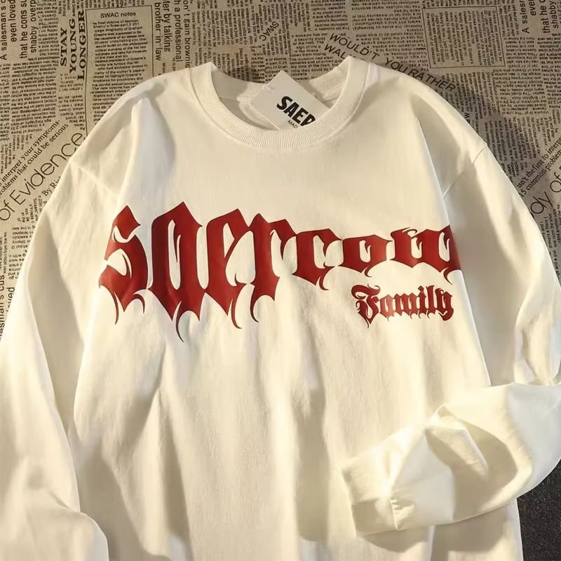 Áo Thun Cotton Dài Tay Dáng Rộng In Chữ Thời Trang Dành Cho Nam