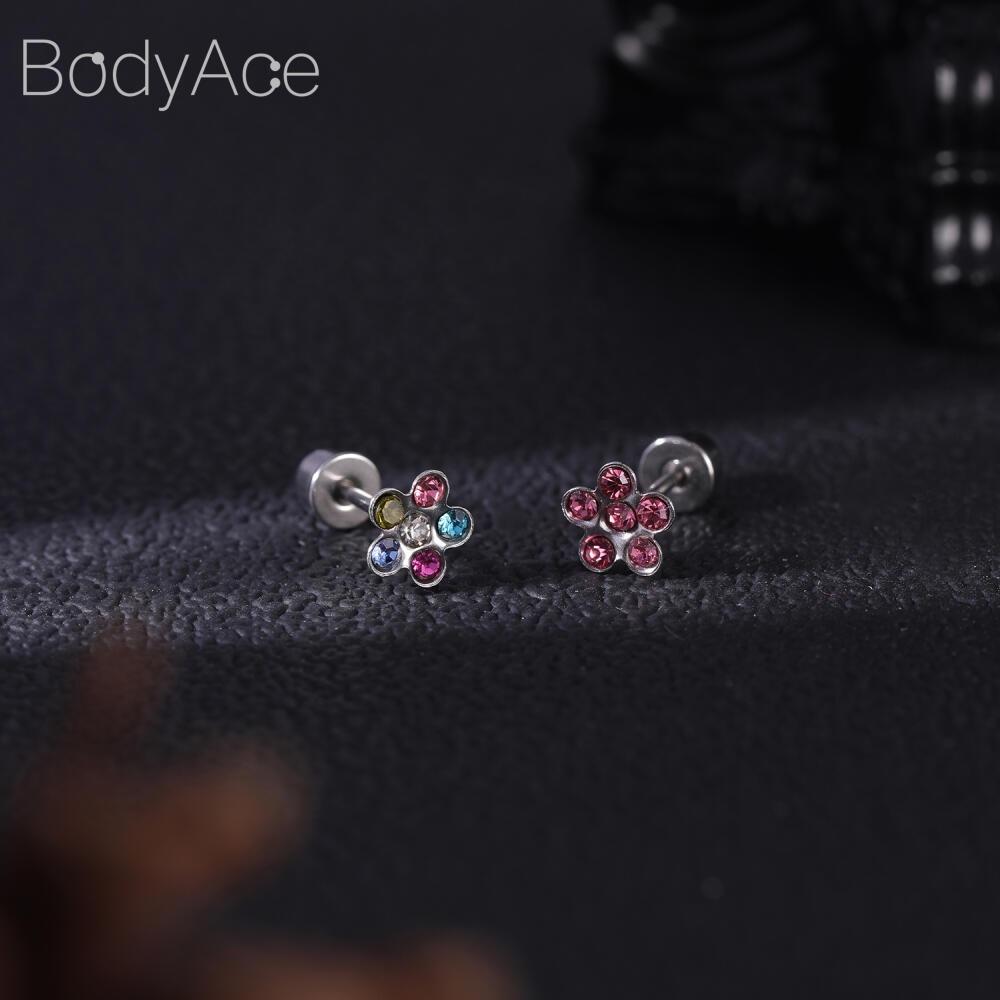 1 Khuyên Xỏ Cơ Thể Bằng Thép Không Gỉ Đính Đá 3-8mm