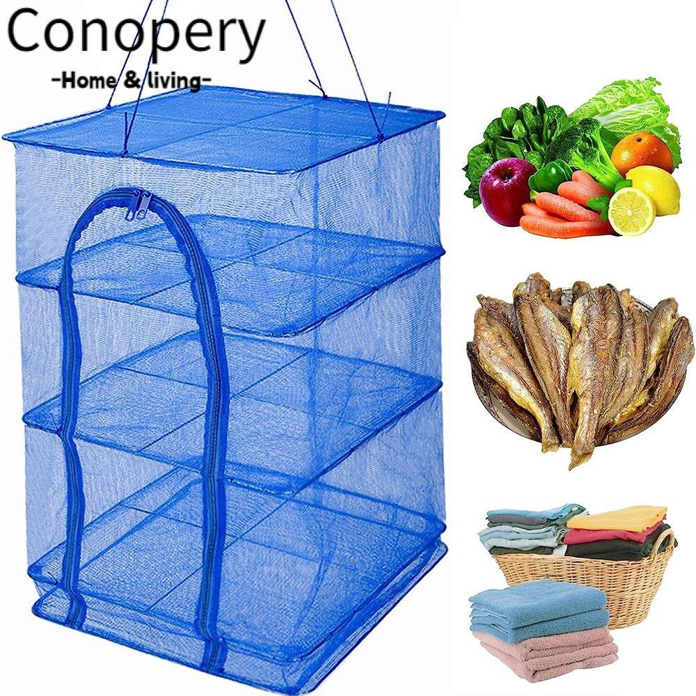 Conopery Giá Lưới Phơi Cá 3 Tầng Có Khóa Kéo Có Thể Gấp Gọn Thông Dụng Tại Nhà
