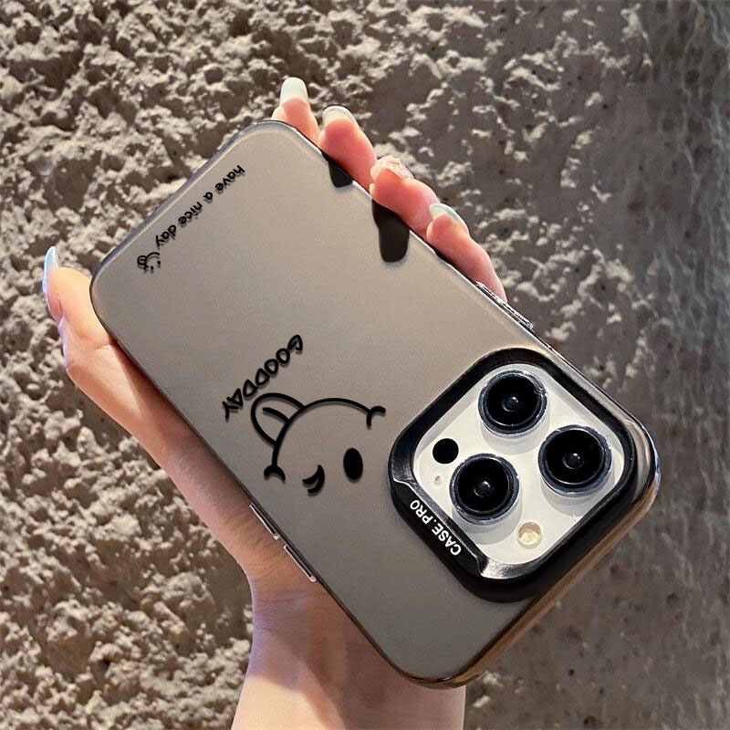 Ốp Điện Thoại Cứng Mặt Nhám Hình Mặt Cười Đơn Giản Cho iphone 11 12 13 14 Pro Max 14plus ip 11promax 12promax 13promax