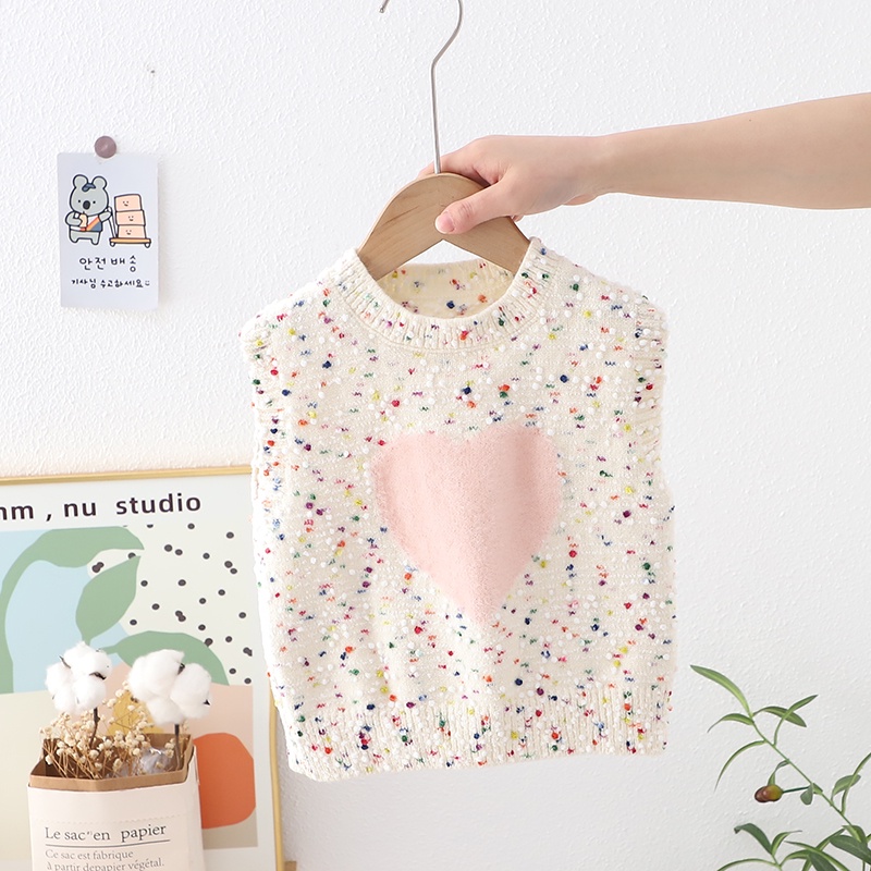Áo Sweater Dệt Kim Không Tay Thời Trang Xuân Thu Dành Cho Bé Gái