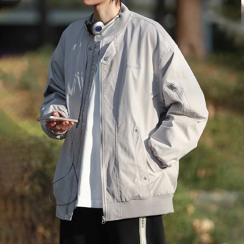 Áo khoác nam ESEA tay dài màu trơn phong cách Harajuku Nhật Bản đơn giản thời trang