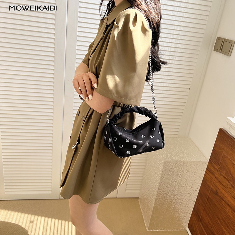 Moweikaidi mùa hè mới của pháp nylon xách tay túi bánh bao xếp li lưới màu đỏ nóng khoan một vai messenger túi hộp ăn trưa