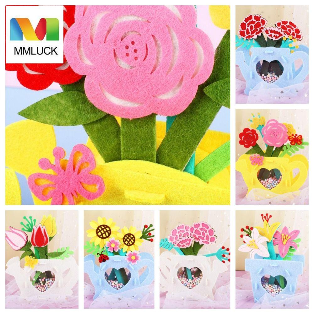 Bó hoa cẩm chướng giả MMULCK thiết kế trong chậu cây DIY phong cách montessori hỗ trợ dạy học cho cha mẹ-con cái