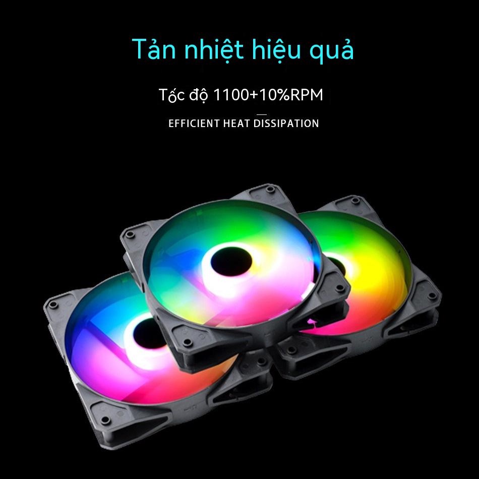 Quạt Làm Mát Có Đèn led Dạ Quang 12cm Im Lặng rgb