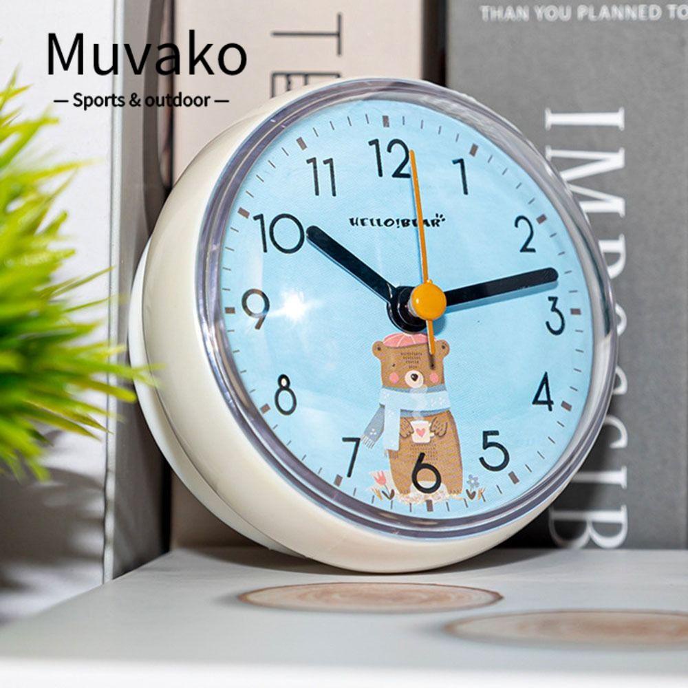 Muvako Đồng hồ tắm không thấm nước nhà bếp mini sucker đồng hồ nghệ thuật chạy bằng pin đồng hồ treo tường