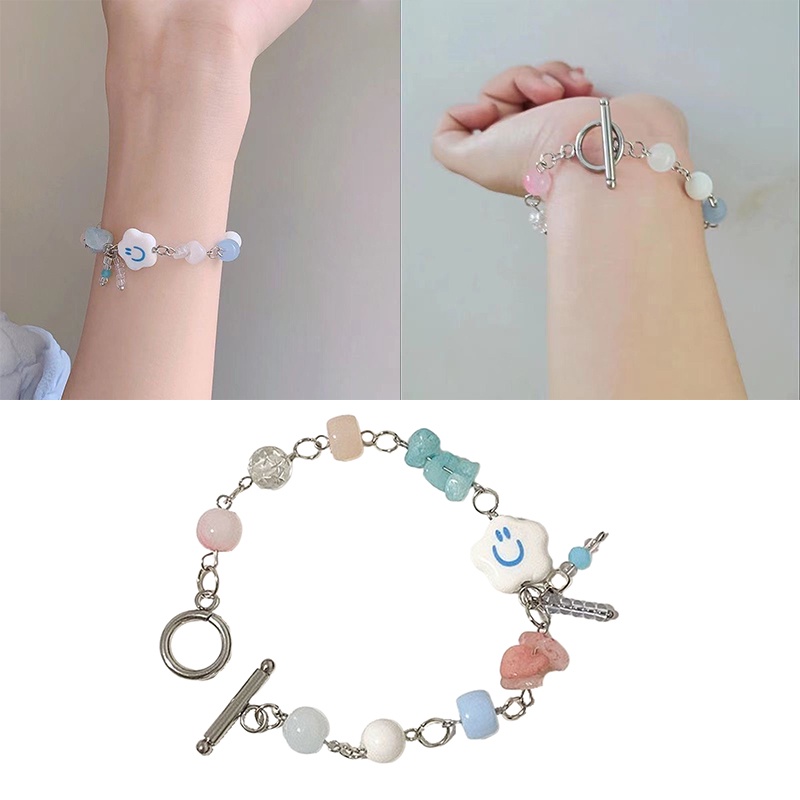 Vòng Tay Mặt Hình Đám Mây Nhiều Màu Sắc Thời Trang Cho Cặp Đôi Y2K OUYOUVN