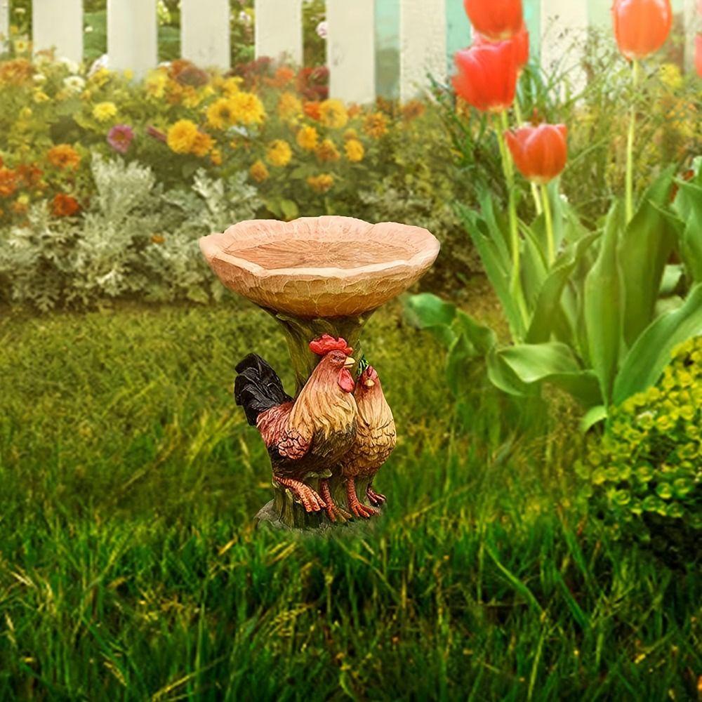 Dalton rooster bird feeder, resin funny animal bird feeder, những người yêu thích chim mộc mạc thực tế không thấm nước sáng tạo