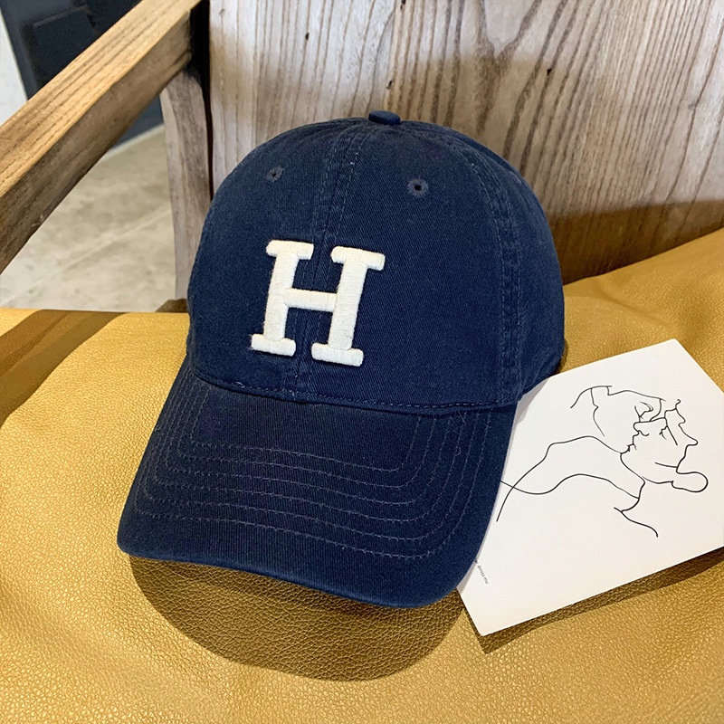 Phiên bản hàn quốc đơn giản chữ h mũ bóng chày cặp đôi mềm mại