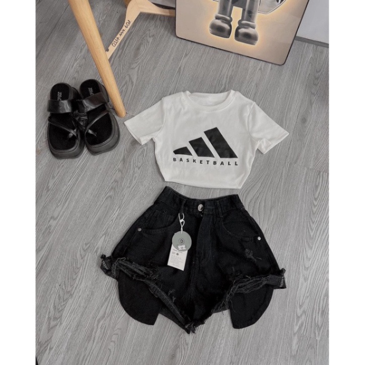 Quần jeans đùi nữ lòi rúi 2 màu xanh, đen -ly alohashop91